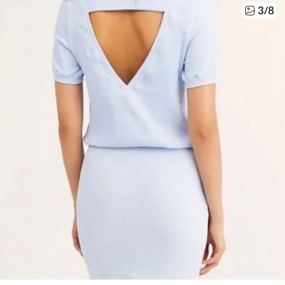 Free People Beach Blue Ribbed Open Back Dress - Picture 3 of 6